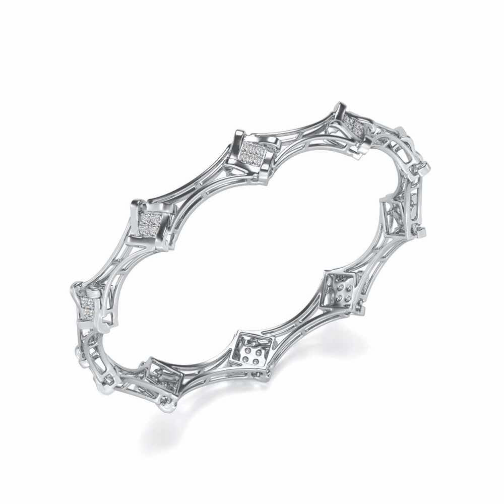 Beam Silver Bangles - White Gold - Image 1