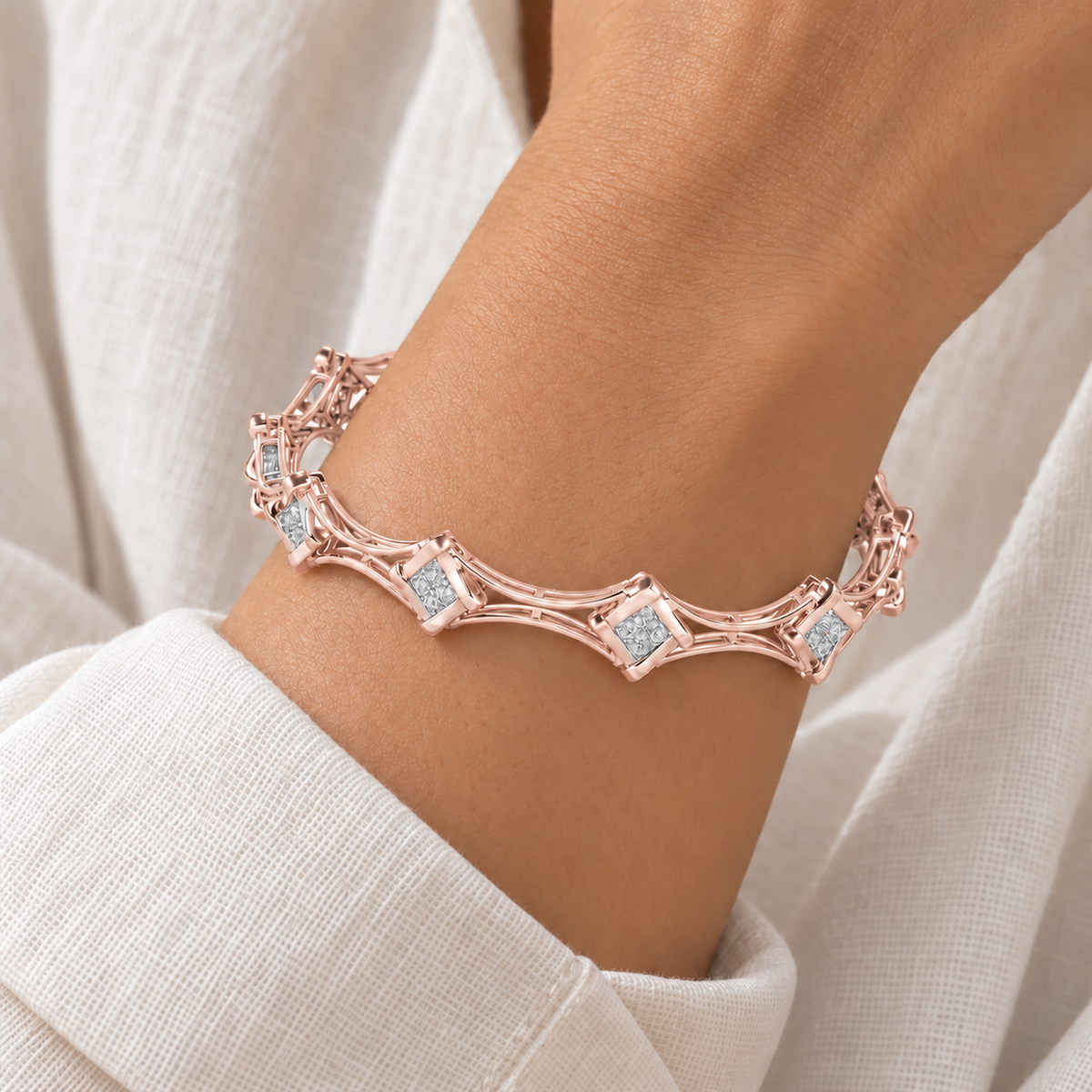 Beam Silver Bangles - Rose Gold - Model