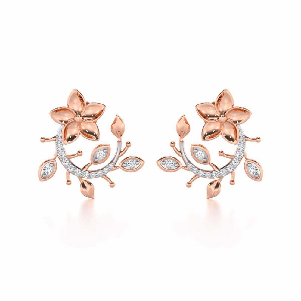 Beaming Vine Silver Earrings - Rose Gold - Image 1