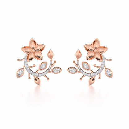 Beaming Vine Silver Earrings - Rose Gold - Image 1