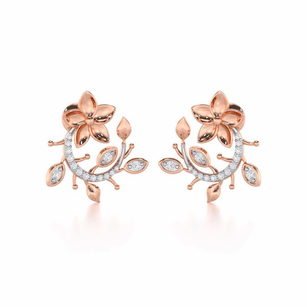 Beaming Vine Silver Earrings - Rose Gold - Image 2