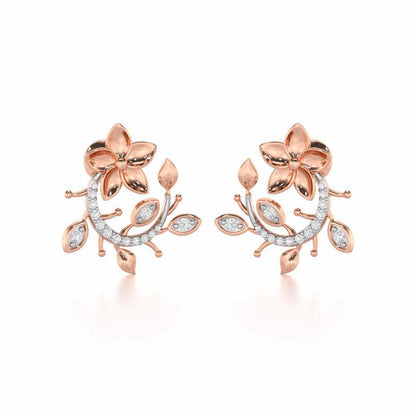 Beaming Vine Silver Earrings - Rose Gold - Image 2