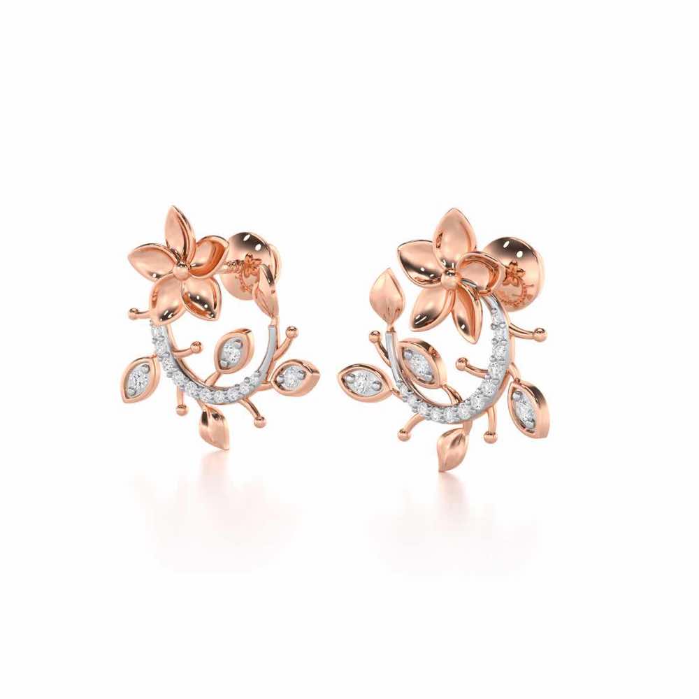 Beaming Vine Silver Earrings - Rose Gold - Image 3