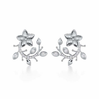 Beaming Vine Silver Earrings - White Gold - Image 1