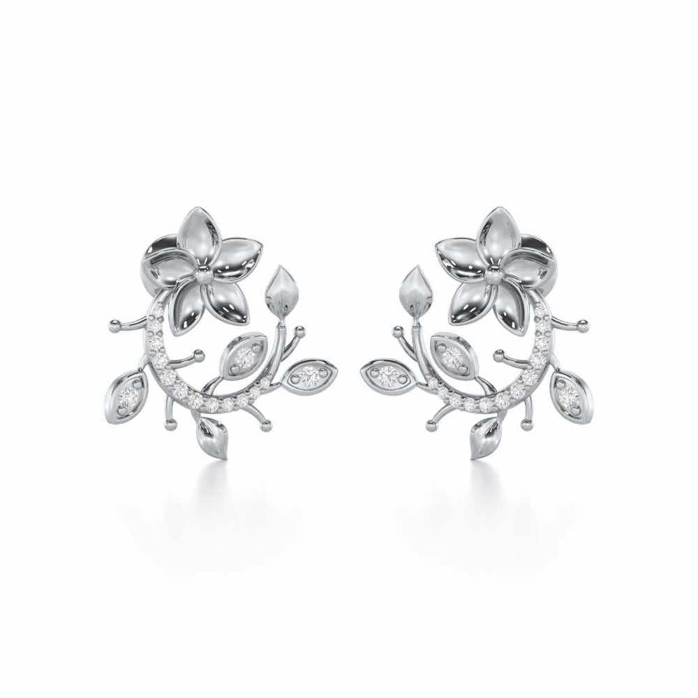 Beaming Vine Silver Earrings - White Gold - Image 2