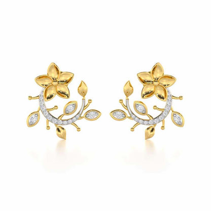 Beaming Vine Silver Earrings - Yellow Gold - Image 1