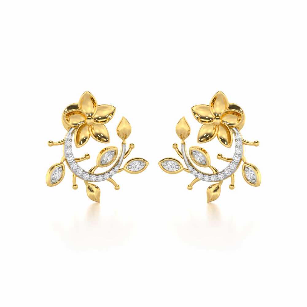 Beaming Vine Silver Earrings - Yellow Gold - Image 2