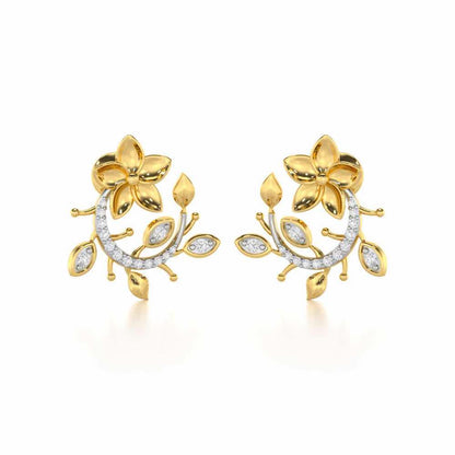 Beaming Vine Silver Earrings - Yellow Gold - Image 2