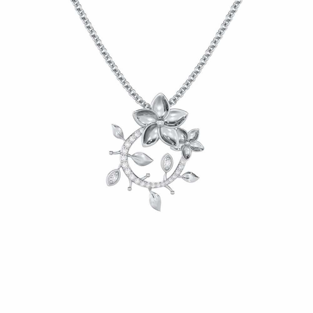 Beaming Vine Silver Pendant - White Gold - Image 1