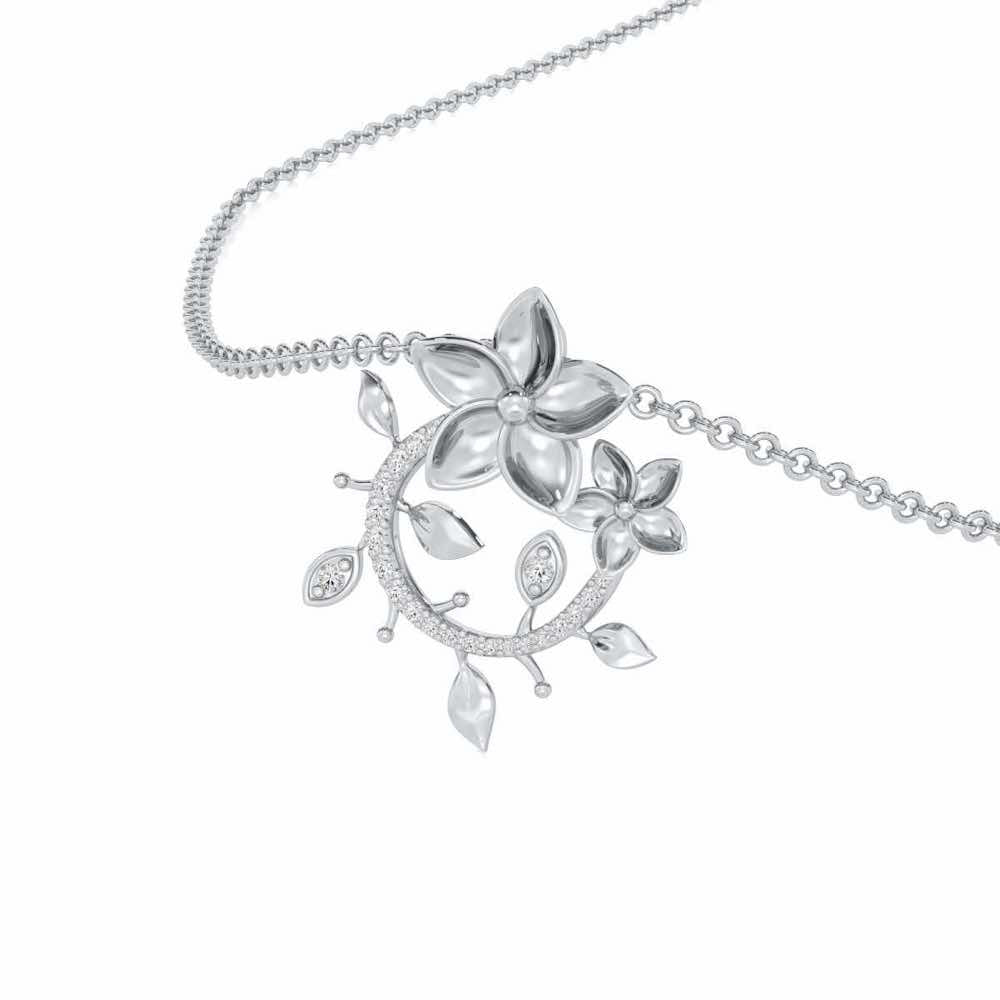 Beaming Vine Silver Pendant - White Gold - Image 2