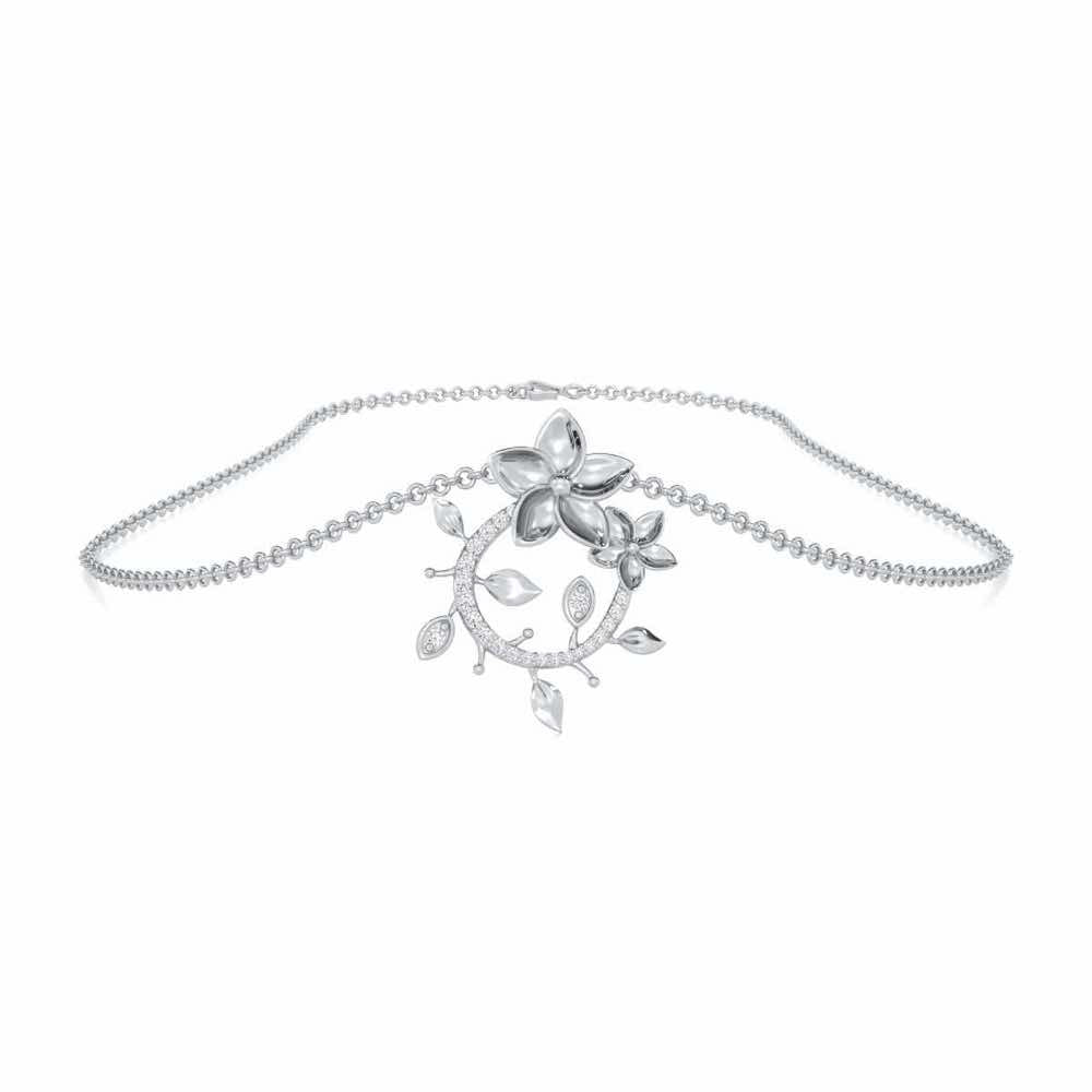 Beaming Vine Silver Pendant - White Gold - Image 3