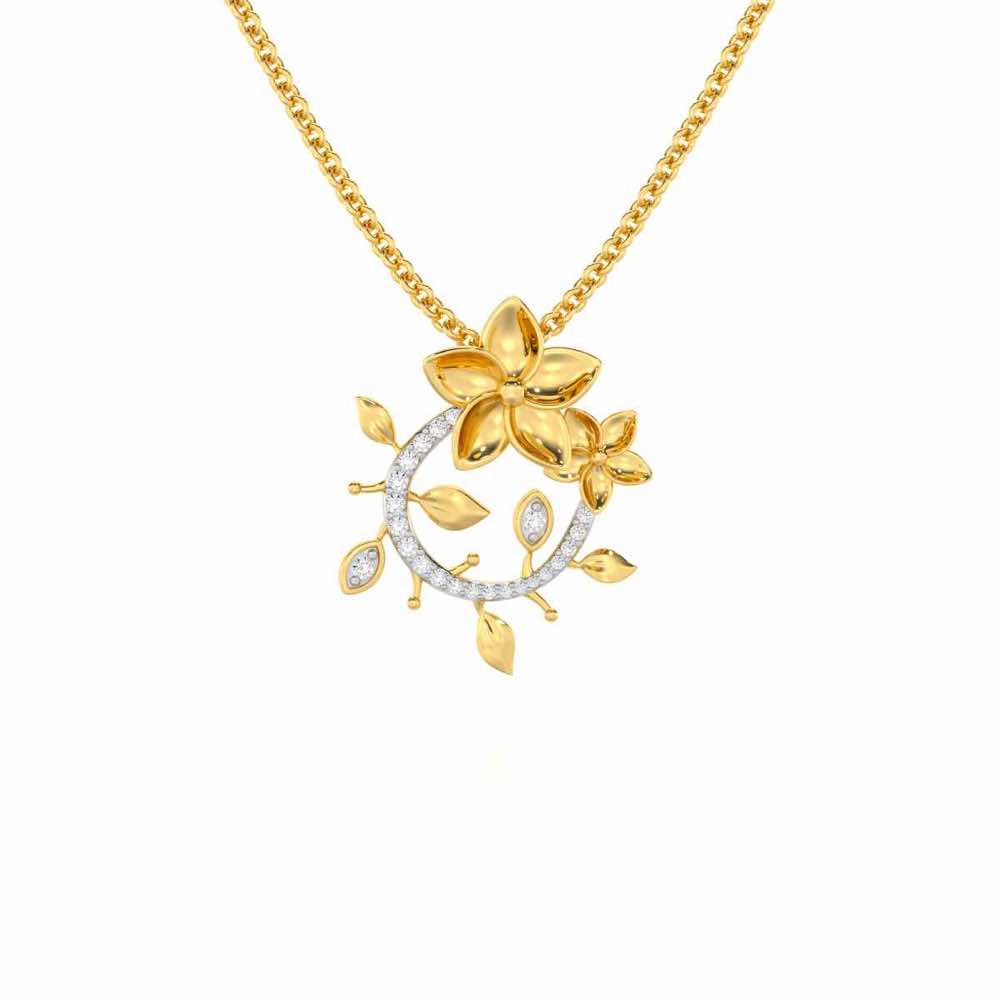 Beaming Vine Silver Pendant - Yellow Gold - Image 1