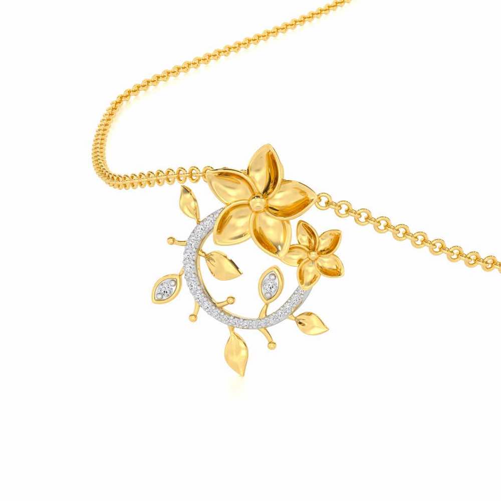 Beaming Vine Silver Pendant - Yellow Gold - Image 2