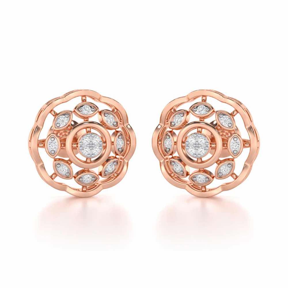 Beau Bloom Silver Earrings - Rose Gold - Image 1