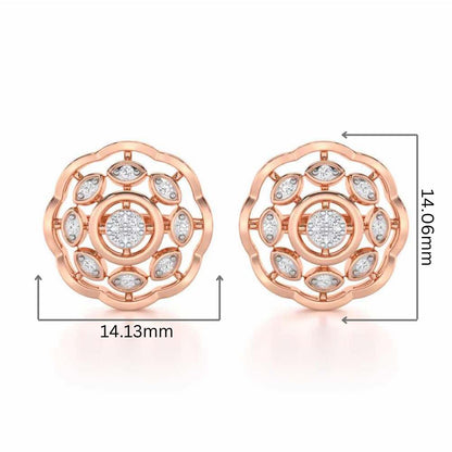 Beau Bloom Silver Earrings - Rose Gold - Image 2