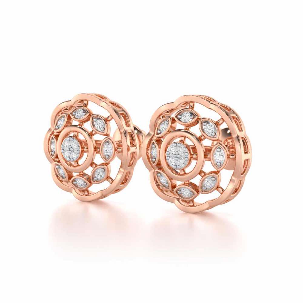Beau Bloom Silver Earrings - Rose Gold - Image 3