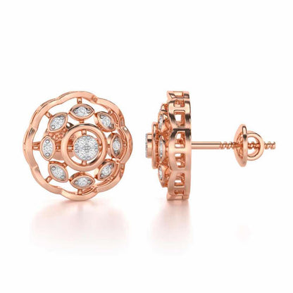 Beau Bloom Silver Earrings - Rose Gold - Image 4