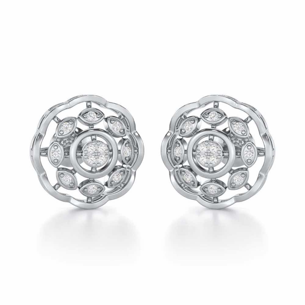 Beau Bloom Silver Earrings - White Gold - Image 1