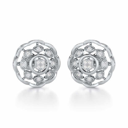 Beau Bloom Silver Earrings - White Gold - Image 1