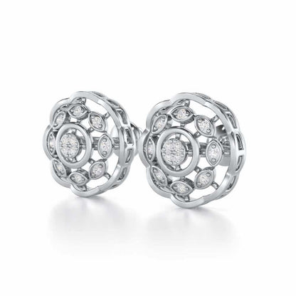 Beau Bloom Silver Earrings - White Gold - Image 3