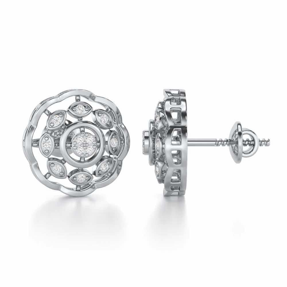 Beau Bloom Silver Earrings - White Gold - Image 4