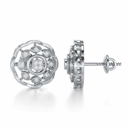 Beau Bloom Silver Earrings - White Gold - Image 4