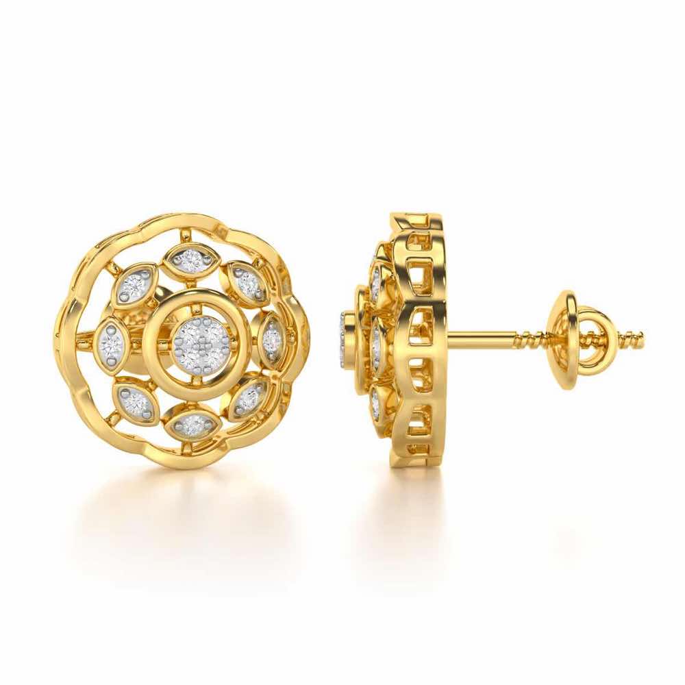 Beau Bloom Silver Earrings - Yellow Gold - Image 4