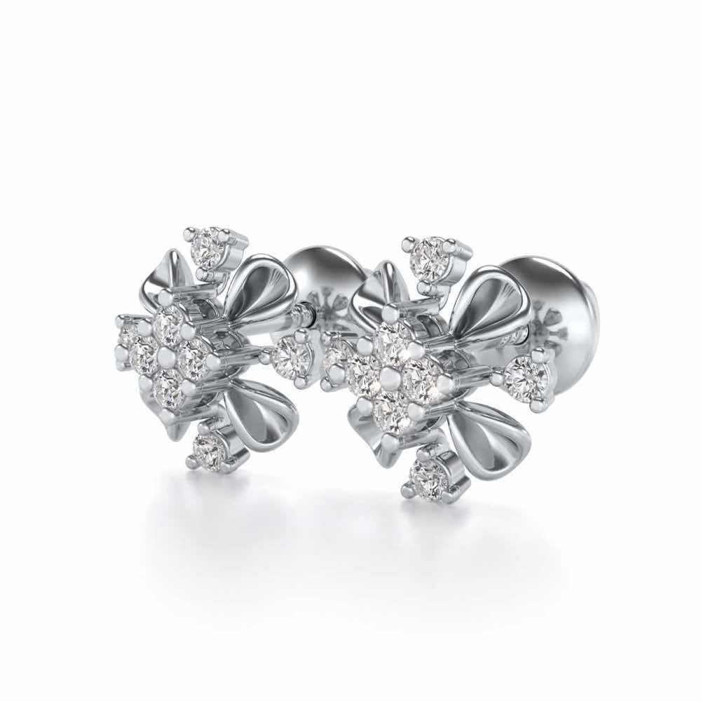 Beaute Silver Studs - White Gold - Image 3