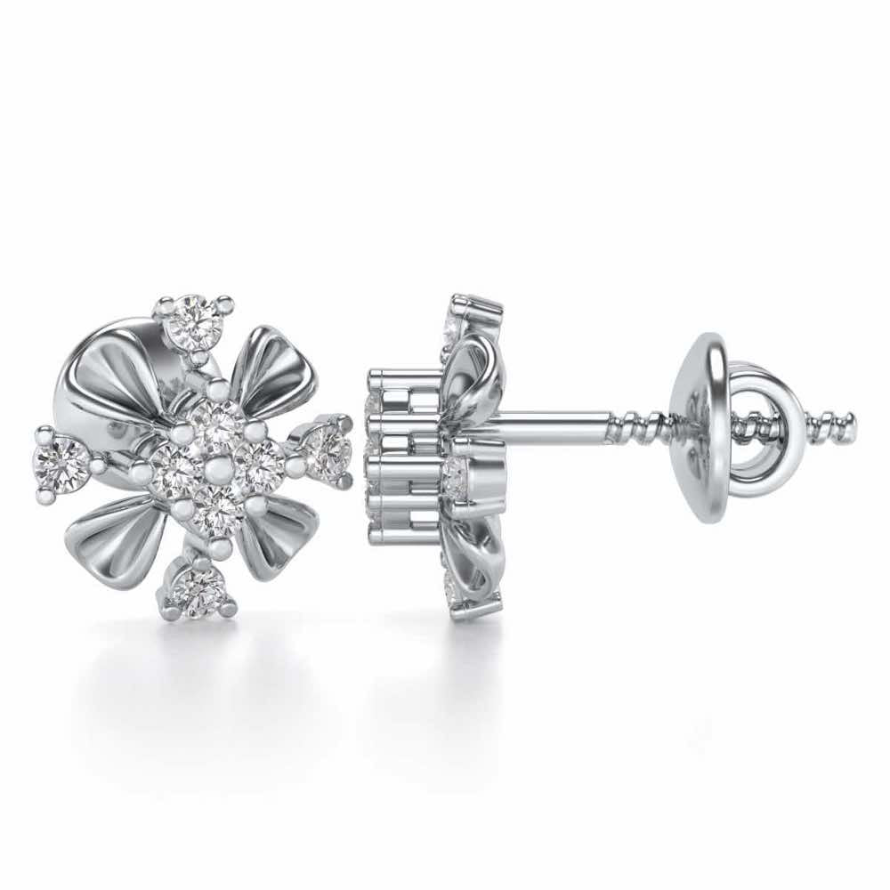 Beaute Silver Studs - White Gold - Image 4