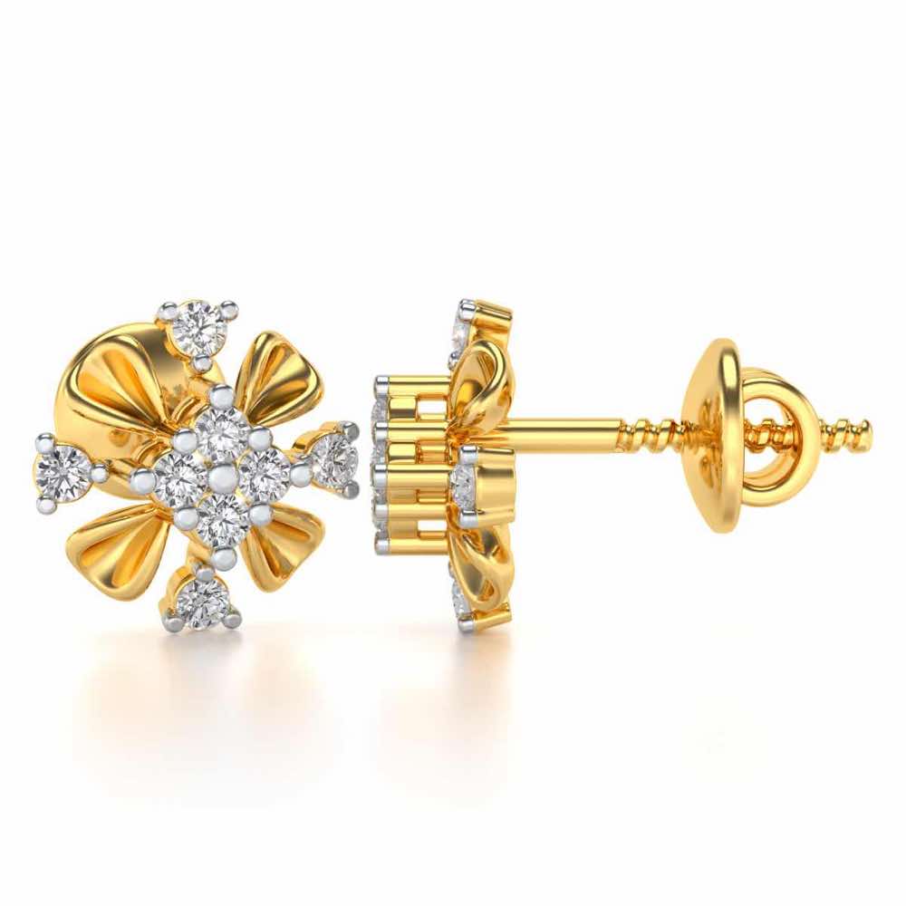 Beaute Silver Studs - Yellow Gold - Image 4