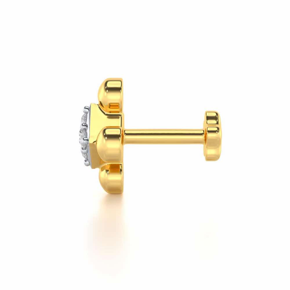 Being Shine Silver Nosepin - Yellow Gold - Image 3