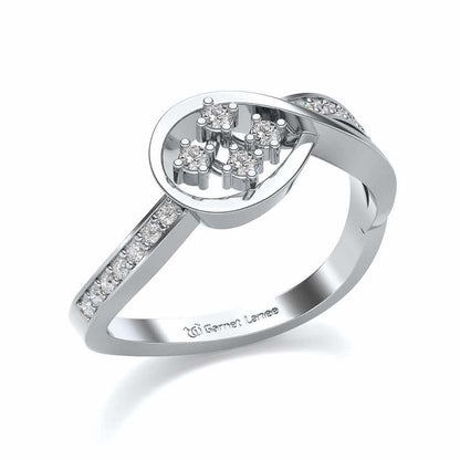 Bell Braided Silver Ring - White Gold - Image 1