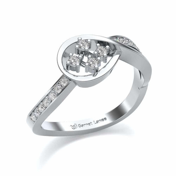 Bell Braided Silver Ring - White Gold - Image 1