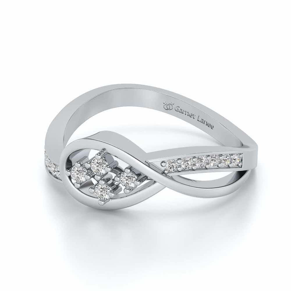 Bell Braided Silver Ring - White Gold - Image 2