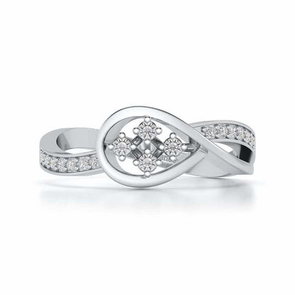 Bell Braided Silver Ring - White Gold - Image 4