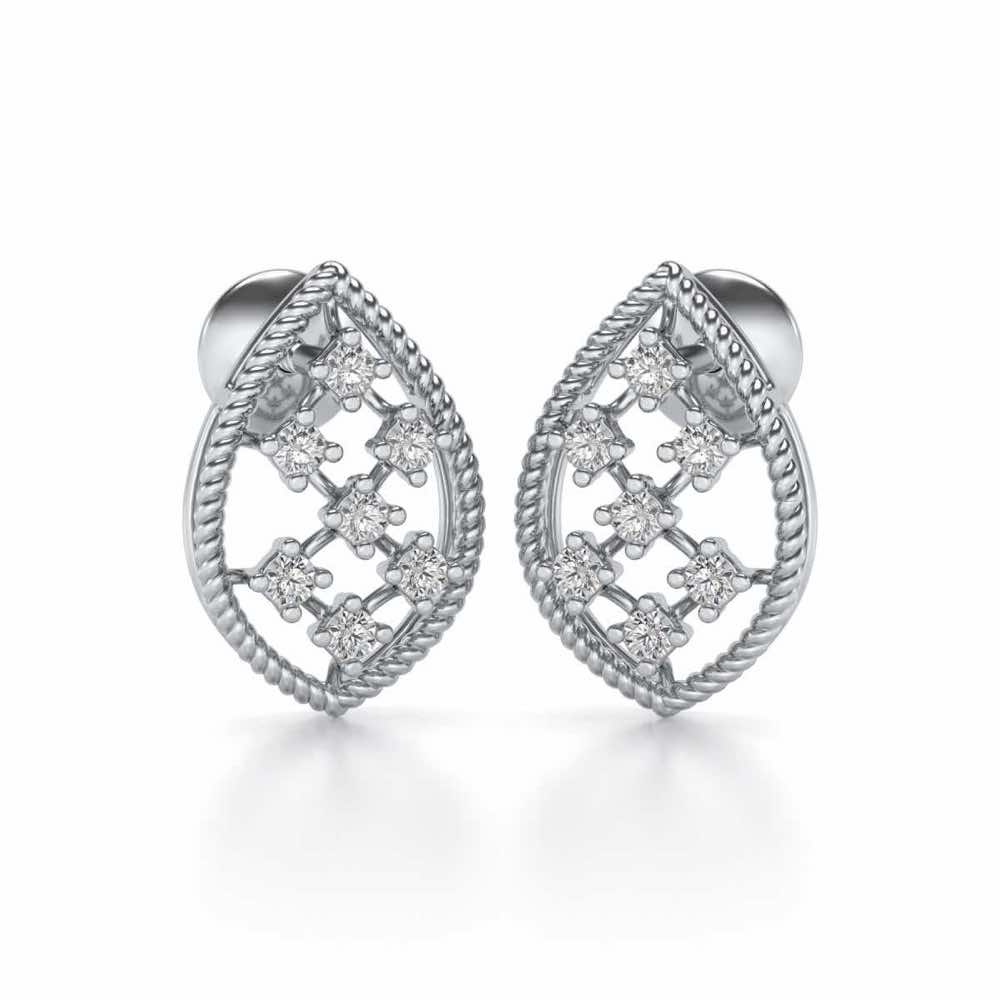 Belle Silver Studs - White Gold - Image 1
