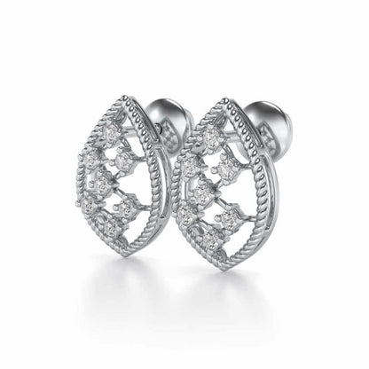 Belle Silver Studs - White Gold - Image 3