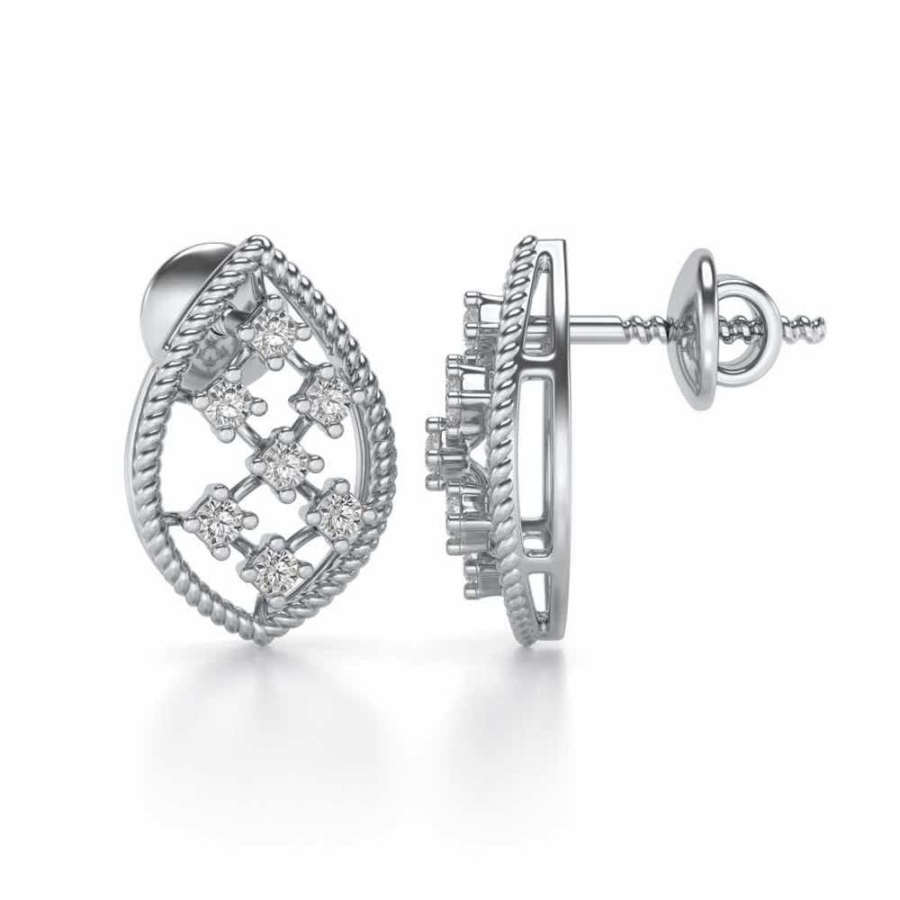 Belle Silver Studs - White Gold - Image 4