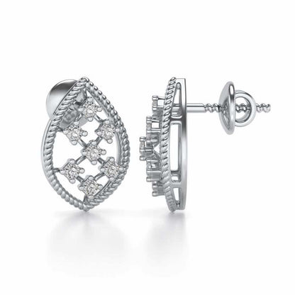 Belle Silver Studs - White Gold - Image 4