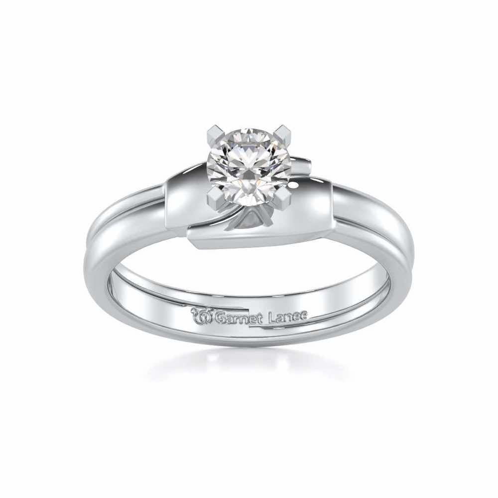 Bhavya Solitaire Ring For Men - White Gold - Image 2