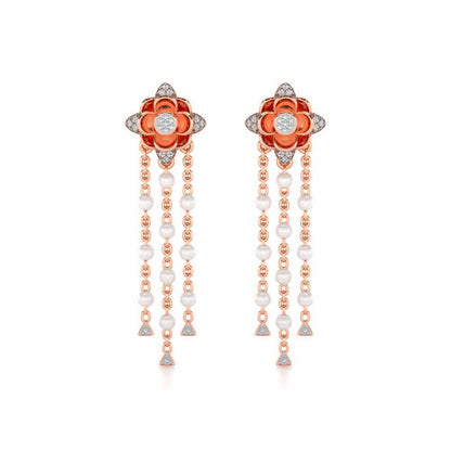 Bhrami Silver Dangler Earrings - Rose Gold - Image 1