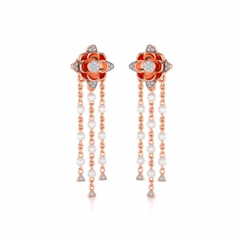 Bhrami Silver Dangler Earrings - Rose Gold - Image 2