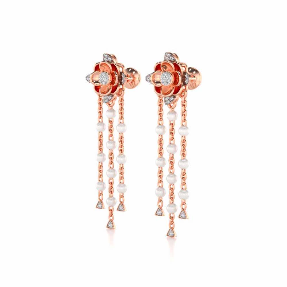 Bhrami Silver Dangler Earrings - Rose Gold - Image 3