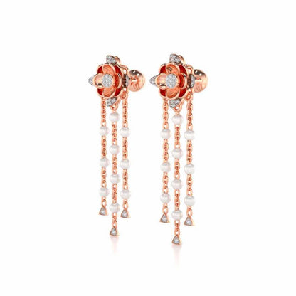 Bhrami Silver Dangler Earrings - Rose Gold - Image 3