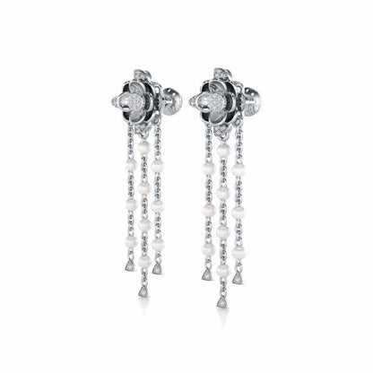Bhrami Silver Dangler Earrings - White Gold - Image 3