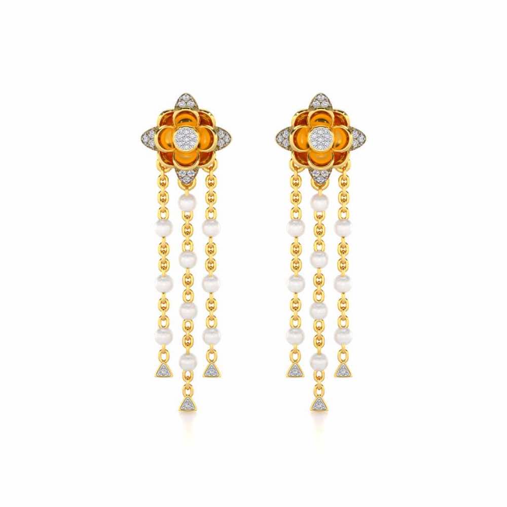Bhrami Silver Dangler Earrings - Yellow Gold - Image 1