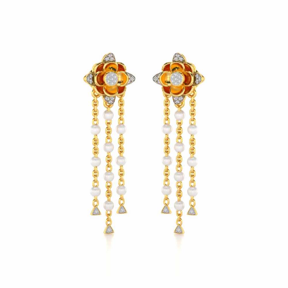 Bhrami Silver Dangler Earrings - Yellow Gold - Image 2