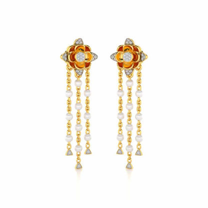 Bhrami Silver Dangler Earrings - Yellow Gold - Image 2