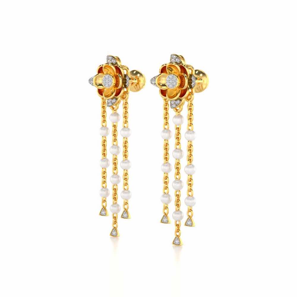 Bhrami Silver Dangler Earrings - Yellow Gold - Image 3