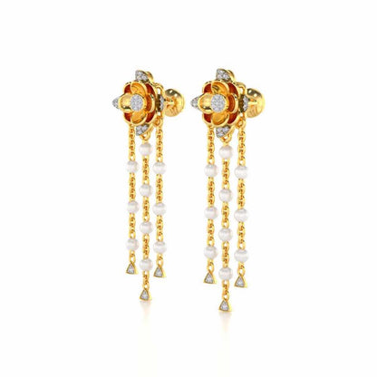 Bhrami Silver Dangler Earrings - Yellow Gold - Image 3